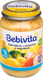 Пюре мясо-растительное BEBIVITA Картофель с овощами и индейкой, с 9 месяцев, 190г, фотография