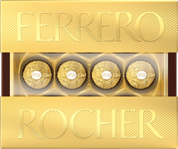 Конфеты FERRERO ROCHER из молочного шоколада с кремовой начинкой, 125г, крупный план