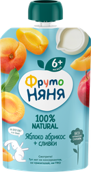 Пюре фруктовое ФРУТОНЯНЯ Яблоко, абрикос со сливками, с 6 месяцев, 90г, картинка