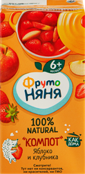 Компот ФРУТОНЯНЯ Яблоко, клубника неосветленный, с 6 месяцев, 200мл, фотография