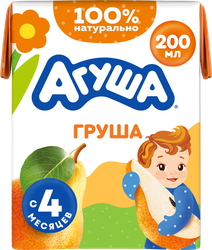 Сок детский АГУША Груша осветленный, с 4 месяцев, 200мл, фото