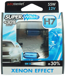 Лампа галогенная автомобильная AUTOSTANDART Super White H7-12V 55W PX26d головного света, Арт. 106010, 2шт, вид