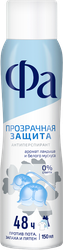 Дезодорант-антиперспирант спрей женский ФА Прозрачная защита, 150мл, картинка