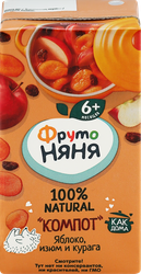 Компот ФРУТОНЯНЯ Яблоко, изюм, курага неосветленный, с 6 месяцев, 200мл, фото