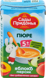 Пюре фруктовое САДЫ ПРИДОНЬЯ Яблоко, персик, с 5 месяцев, 125г, картинка