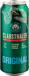 Пиво светлое безалкогольное CLAUSTHALER Original фильтрованное пастеризованное, не более 0,5%, ж/б, 0,5л, крупный план