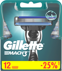 Кассеты сменные для бритья GILLETTE Mach3, 12шт, фотография