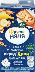 Кашка овсяная ФРУТОНЯНЯ молочная, с бананом и пребиотиками, с 6 месяцев, 200мл, изображение
