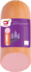Колбаса вареная МД БОРОДИНА Докторская со срезом, 500г, крупный план