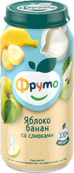 Пюре фруктовое ФРУТОНЯНЯ Яблоко, банан со сливками, с 6 месяцев, 250г, картинка