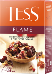 Чай травяной TESS Flame гибискус с ароматом земляники с розовым перцем листовой, 90г, картинка