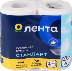 Бумага туалетная ЛЕНТА 2 слоя, 4шт, картинка