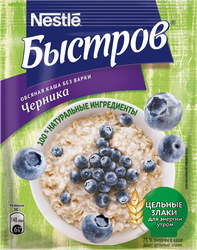 Хлопья овсяные БЫСТРОВ с черникой, 40г, фотография