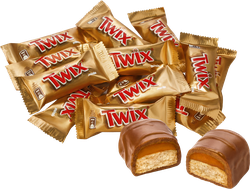 Конфеты TWIX Minis с печеньем и карамелью, покрытые молочным шоколадом, весовые, детальное фото