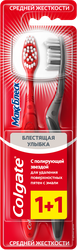 Зубная щетка COLGATE Макс Блеск, средней жесткости, 1+1, 2шт, крупный план
