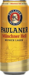 Пиво светлое PAULANER Munchner hell фильтрованное пастеризованное, 4,9%, ж/б, 0.5л, фото