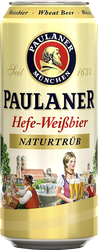 Пиво светлое PAULANER Weissbier нефильтрованное пастеризованное 5,5%, 
0.5л, крупный план