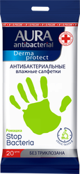 Изображение товара Салфетки влажные AURA Antibacterial Derma Protect антибактериальные, 20шт