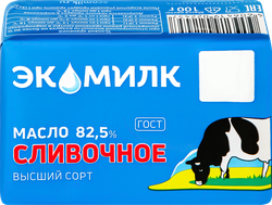 Масло сливочное ЭКОМИЛК несоленое 82,5%, без змж, 100г, фотография