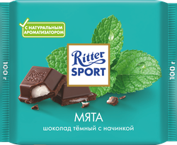 Шоколад темный RITTER SPORT Мята, 100г, изображение