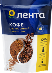 Кофе растворимый с добавлением молотого ЛЕНТА натуральный сублимированный, 90, картинка