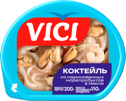 Морской коктейль маринованный VICI Любо есть, в масле, 200г, изображение