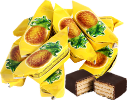Конфеты вафельные СЛАВЯНКА Ананасная долина глазированные, весовые, детальное фото