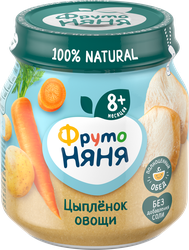 Пюре мясо-растительное ФРУТОНЯНЯ Цыпленок, рис, морковь, картофель и лук, с 8 месяцев, 100г, картинка