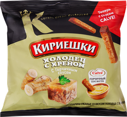 Сухарики ржаные КИРИЕШКИ Холодец с хреном (60г), соус (25г), 85г, фотография