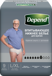 Белье впитывающее мужское DEPEND L/XL, 9шт, изображение