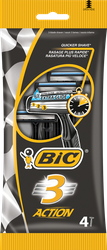 Бритвы мужские BIC 3 Action, 4шт, крупный план