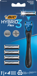 Бритва мужская BIC Hybrid 3 Flex с 4 сменными кассетами, картинка