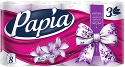Бумага туалетная PAPIA Bali Flower 3-слоя, 8шт, фотография