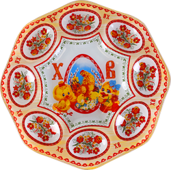 Тарелка для яиц и кулича Светлая Пасха, 8+1 ячеек, 25,5х25,5см, детальное фото
