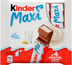 Шоколад KINDER Chocolate Maxi с молочной начинкой, 4х21г, фотография