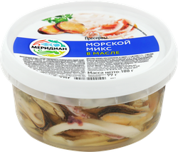 Морской микс МЕРИДИАН в масле, 180г, вид