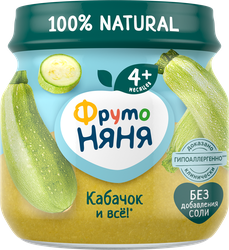 Пюре овощное ФРУТОНЯНЯ Кабачок, с 4 месяцев, 80г, крупный план