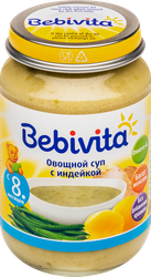 Суп овощной BEBIVITA с индейкой, с 8 месяцев, 190г, фото