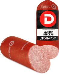 Колбаса полукопченая ДЫМОВ Салями Венская со срезом, 330г, вид