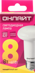 Лампа светодиодная ОНЛАЙТ R63 8Вт E27, теплый свет, детальное фото