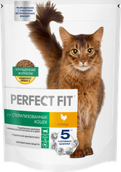 Корм сухой для кошек PERFECT FIT с курицей для стерилизованных, 650г, фото