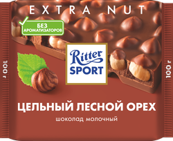Шоколад молочный RITTER SPORT Цельный лесной орех, 100г, фотография