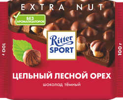 Шоколад темный RITTER SPORT Цельный лесной орех, 100г, изображение