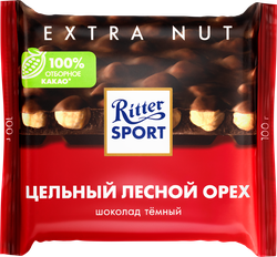 Шоколад темный RITTER SPORT Цельный лесной орех, 100г, изображение