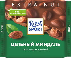 Шоколад молочный RITTER SPORT Цельный миндаль, 100г, фотография