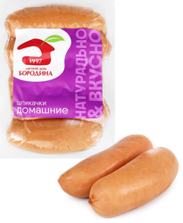 Шпикачки МД БОРОДИНА Домашние, 480г, крупный план
