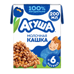 Кашка гречневая детская АГУША Засыпай-ка молочная 2,5%, с 6 месяцев, 200мл, картинка