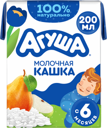 Кашка рисовая детская АГУША Засыпай-ка молочная 2,7%, с яблоком и грушей, с 6 месяцев, 200мл, фотография