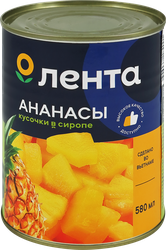 Ананасы ЛЕНТА кусочки в сиропе, 580мл, вид
