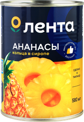 Ананасы ЛЕНТА кольца в сиропе, 580мл, изображение